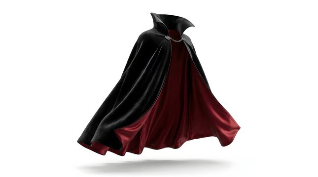 Elegant Gothic Style Velvet Cape Cloak with High Collar and Dramatic Red Lining for Costume or Evening Wear