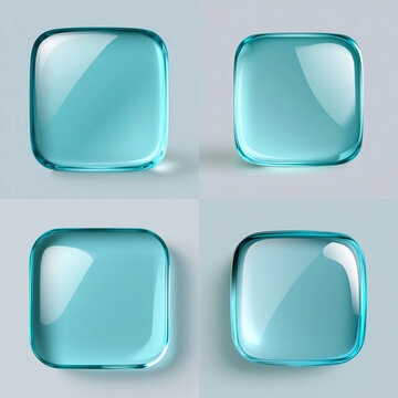 Glossy blue glass square buttons