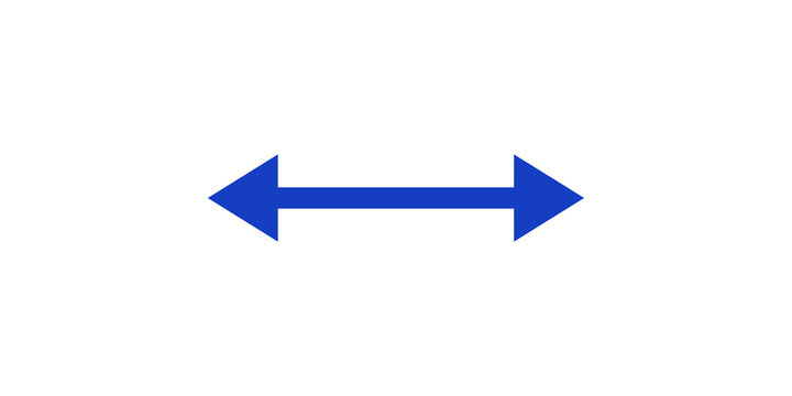 Horizontal blue double sided arrow shape for digital interface design.