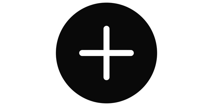 Plus sign icon within black circle for addition or user profile expansion functionality.