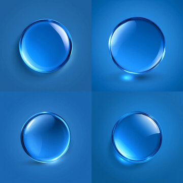 Glossy blue glass square buttons