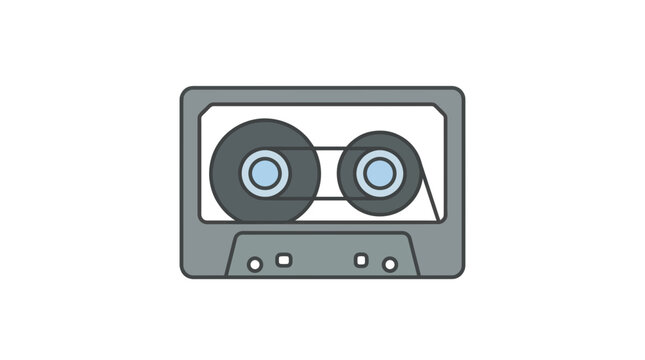 Gray cassette tape audio medium vector icon.