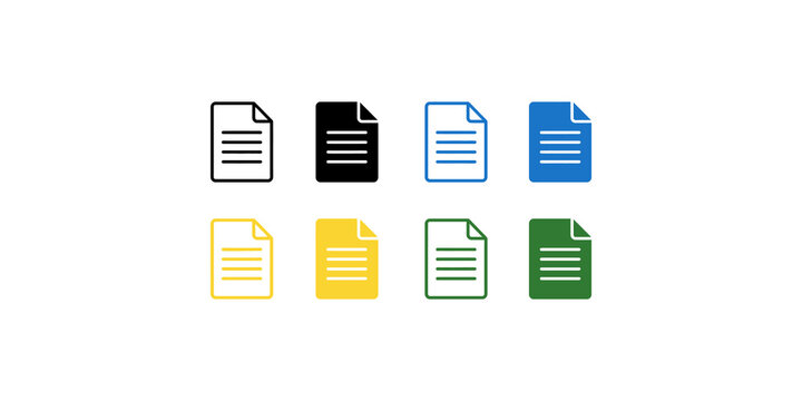 Multiple document icons in various colors including black, blue, yellow, and green for different purposes.