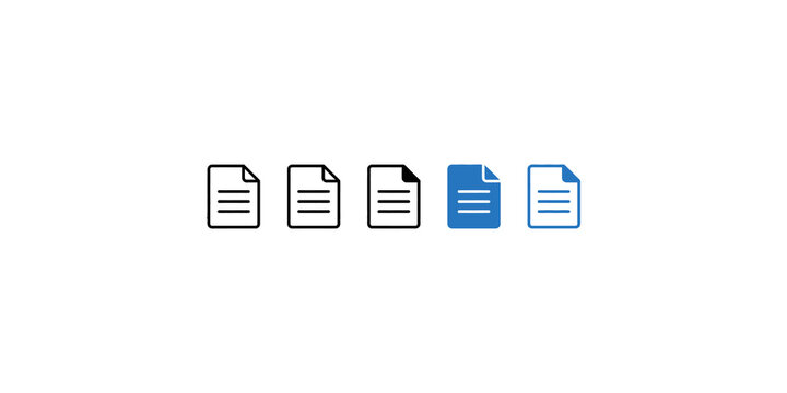 Group of document icons with different fill styles and colors, including outlined and solid options.