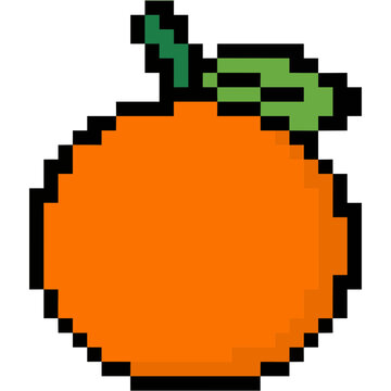 Cute pixel art orange sticker for vintage 8 bit aesthetic healthy food design asset svg icon