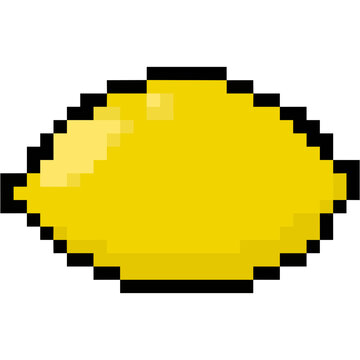 Nostalgic 8 bit game style pixel art yellow lemon graphic element for vintage summer design svg icon