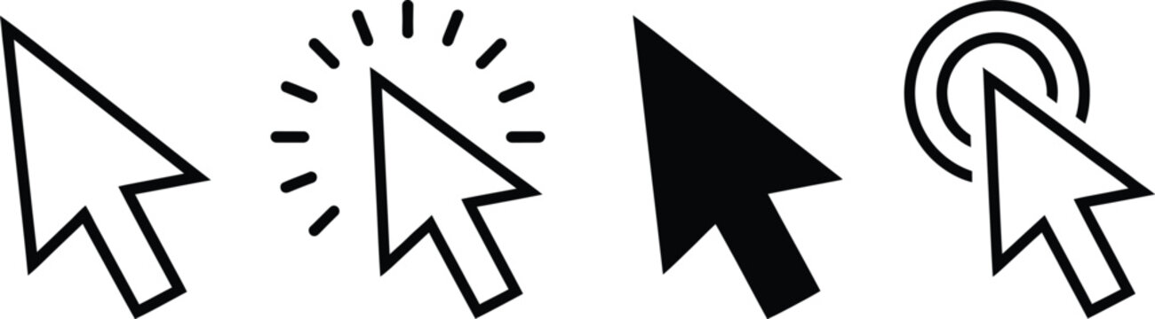Mouse Cursor Arrow Click Vector Icon Set Computer Pointer Illustration
