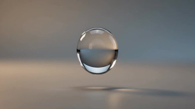 Glass sphere, crystal ball and floating orb for future vision, technology and scientific research. Clear round object, transparent marble and global business for innovation and digital concepts