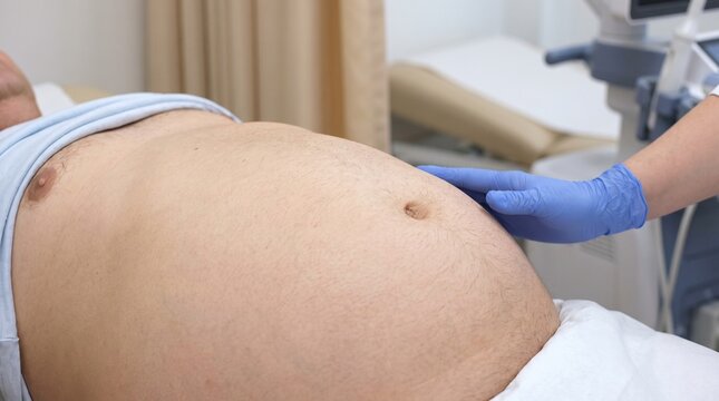 Abdominal Fluid Accumulation in Ascites &mdash; Photorealistic Healthcare Background