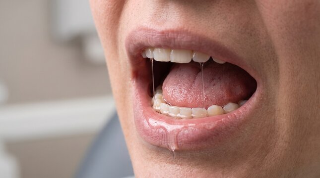 Excessive Salivation and Sialorrhea &mdash; Clean Medical Background with Copy Space