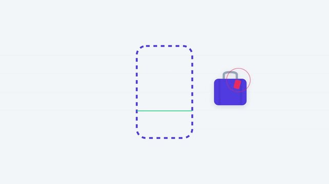 Flat Animation of Airport Luggage Security Scanning Process on Conveyor Belt for Travel Industry
