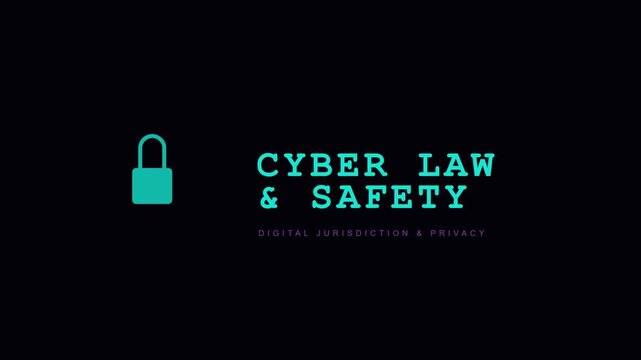 Cyber law and safety: digital jurisdiction and privacy concept with animated lock for cybersecurity and data protection animation 4k