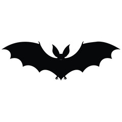 Fototapeta premium Large bat silhouette with spread wings isolated on white for halloween vector graphic art.