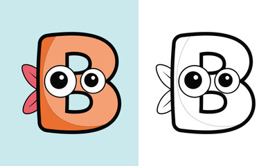Cute Letter B Alphabet Coloring Activity Vector Artwork © mayapalash