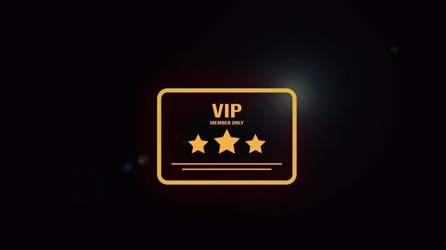 Gold membership premium vip card animation on black background. 4k