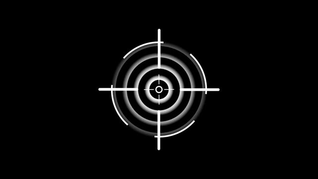 Glowing neon target icon animation. Military training , Military target icon animation on black background. 4k video