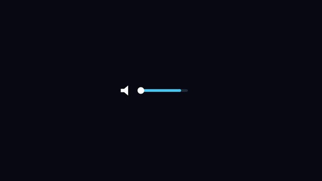 Minimalist volume slider ui animation: interactive sound control interface for digital media and web applications 4k