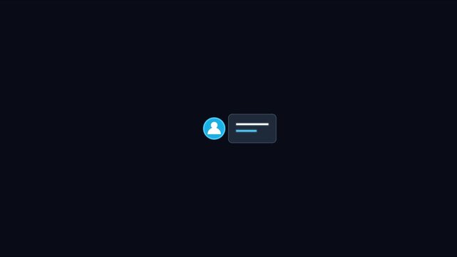 Minimalist user profile animation with text bubble popup for ui and digital interface communication 4k