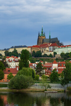 Prague Castle and St Vitus Cathedral Rising Above Vltava River