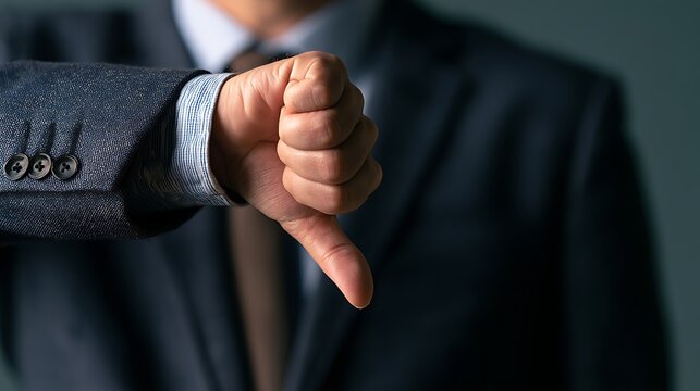 Businessman showing a thumbs down gesture