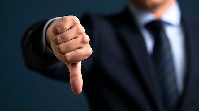 Businessman showing a thumbs down gesture