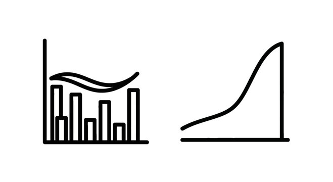 Financial bar chart with wave trend line and exponential growth curve graphics exponential statistics business analysis increase progress