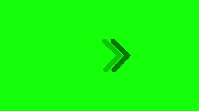 Black chevron expands to multiple layers on a green background
