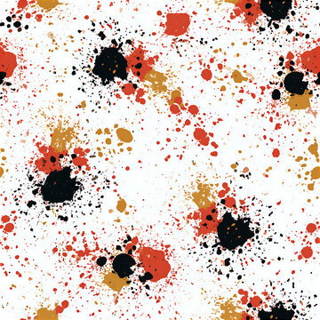 Colorful splattered pattern with black, red, and gold accents