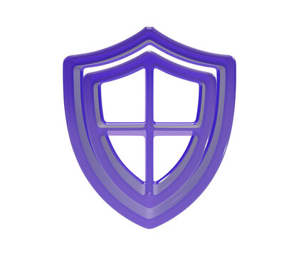 Detailed purple shield emblem with a cross shape isolated on white