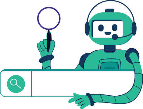 artificial intelligence robot searches for information vector illustration
