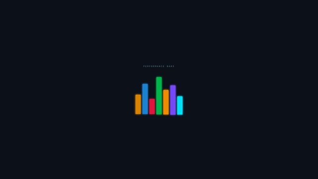 Dynamic motion of colorful bar chart visualization in digital data analysis video.