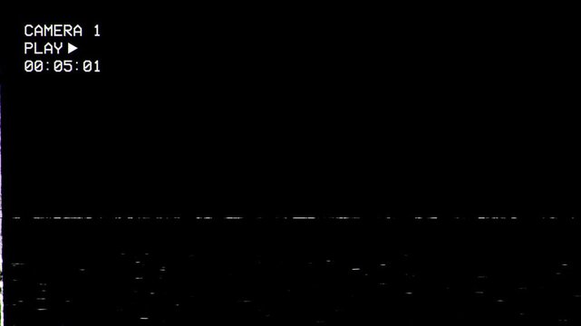 Vhs camera recording overlay on black background