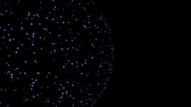 Rotating Purple Particle Sphere Motion Graphic on Black Background