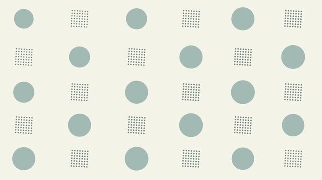 Minimalist Sage Green Circle and Dotted Square Grid Pattern Motion Background