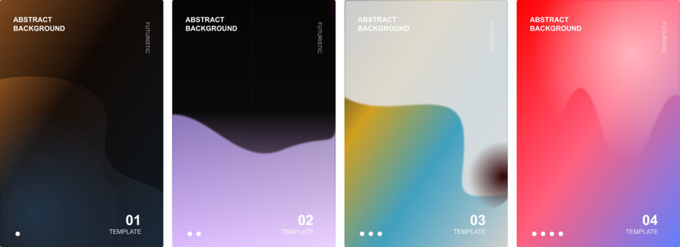 Four Abstract Gradient Background Design Templates for Presentation Slideshows