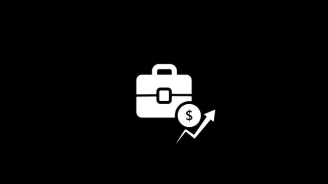 Bag compensation icon simple dollar briefcase glyph icon . motion graphic of Bank money bag icon concept, 4k motion video