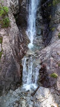Aerial View of Chasha Manasa and Slez Barса Waterfalls, Gagarin Trail, Kyrgyzstan