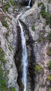 Aerial View of Chasha Manasa and Slez Barса Waterfalls, Gagarin Trail, Kyrgyzstan