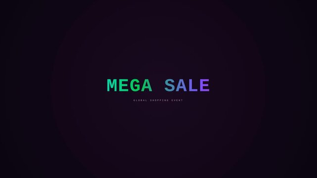 Motion of colorful mega sale text in vibrant neon style for advertising and marketing.