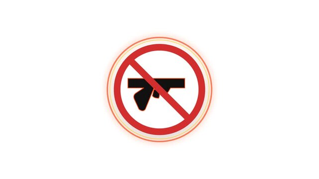 No Weapons Prohibition Stroke Draw Pulse Warning Sign 4K Animation | Seamless Loop