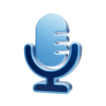 Shiny Microphone Icon: A sleek, metallic blue microphone icon symbolizing audio recording, broadcasting, and public speaking.