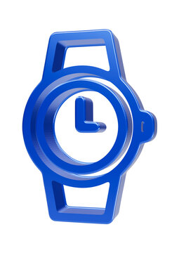 Blue Watch Icon: A minimalist blue watch icon with a clean design and a simple clock face, representing time and punctuality in a modern aesthetic.