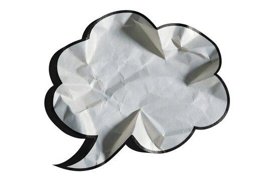 Paper cloud speech bubble black outline.