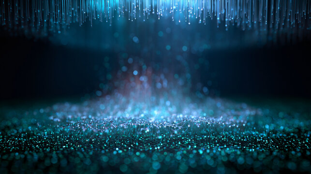 Abstract Fiber Optics Glowing with High Speed Data Flow