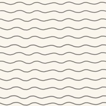 Minimal hand drawn wavy line background with irregular horizontal stripes on a warm cream surface. Organic imperfect lines create a soft decorative pattern for stationery, packaging, wallpaper, textil