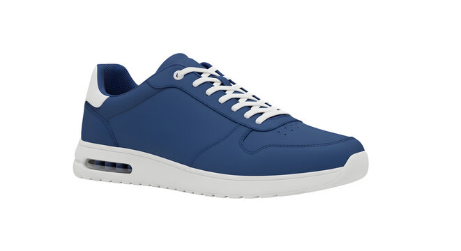 Blue and white casual fashion sneaker isolated on a transparent background perfect for modern footwear retail and e-commerce product design