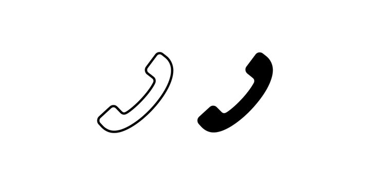 Black outline and filled phone receiver icons on transparent background.