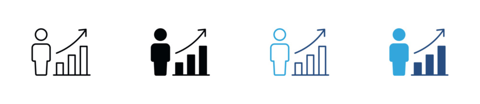 Personal Growth and Business Success Icon Set. Career Development, Leadership, Performance Growth and Achievement Symbols. Vector Illustration.