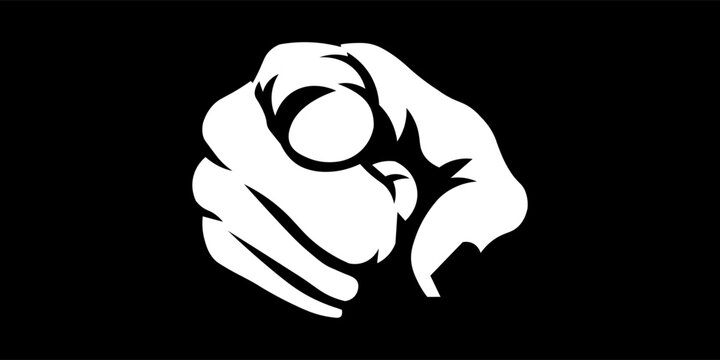Cartoon illustration of a hand pointing a finger at you. vektor