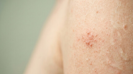 Fototapeta premium Keratosis pilaris Skin Condition Concept Showing Tiny Rough Follicular Bumps in a Clinical Stock Composition